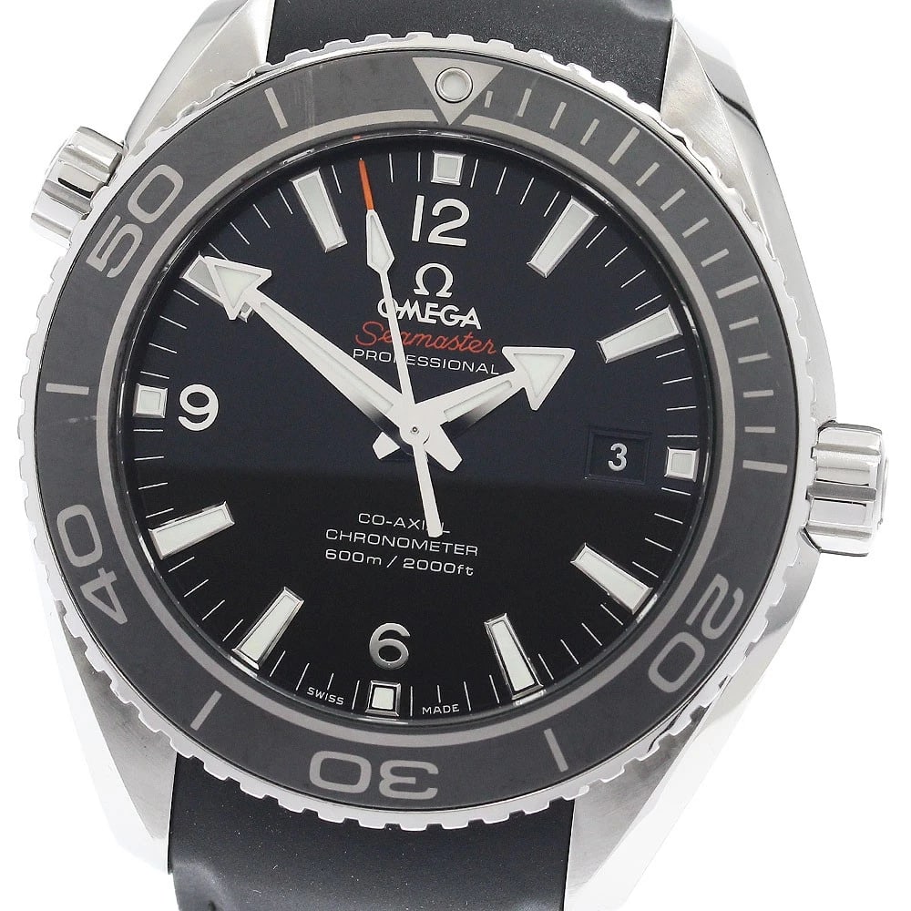 OMEGA SEAMASTER PLANET OCEAN CO-AXIAL AUTOMATIC WATCH: OMEGA Seamaster Planet Ocean Co-Axial Automatic Watch Brand: OMEGA Type/Style: Wristwatch Material: Band Material rubber, Case Material Stainless Steel Color: Case Color Silver Dial Color black Band C