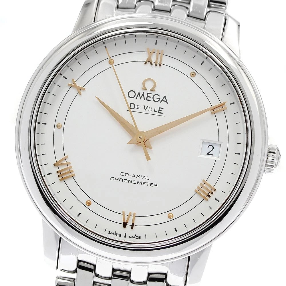 OMEGA DE VILLE PRESTIGE COAXIAL AUTOMATIC WATCH: OMEGA De Ville Prestige Coaxial Automatic Watch Brand: OMEGA Type/Style: Wristwatch Material: Band Material Stainless Steel, Case Material Stainless Steel Color: Case Color Silver Dial Color Silver Ba