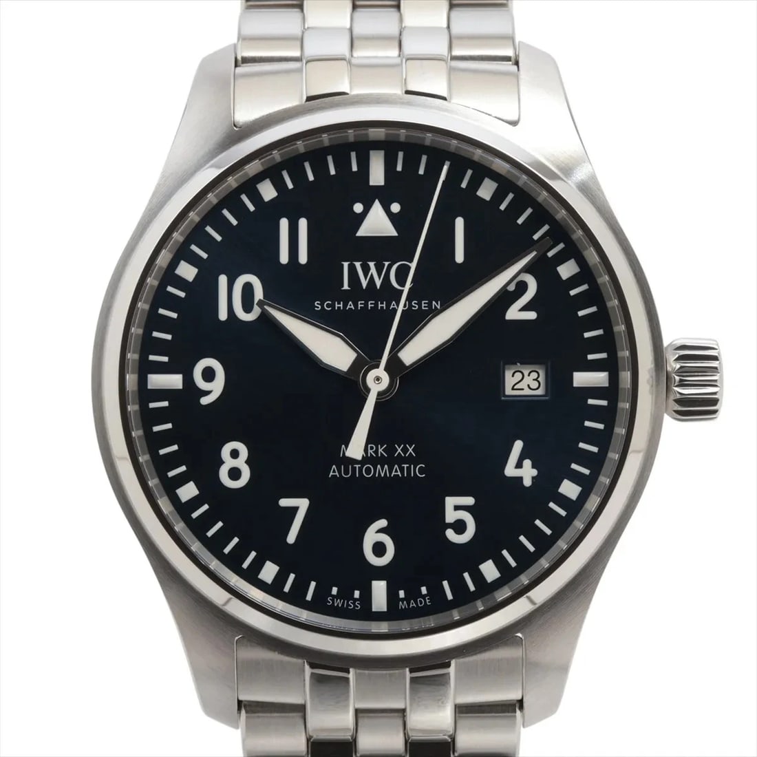 IWC PILOT WATCH MARK XX SS AT BLUE-FACE WATCH: IWC Pilot Watch Mark XX SS AT Blue-Face Watch Brand: IWC Type/Style: Wristwatch Material: SS Color: Dial Color Blue Size: Case:W1.6 x H1.6inch / W40 x H40 Circumference of Wrist:7.1inch / 18 Acces