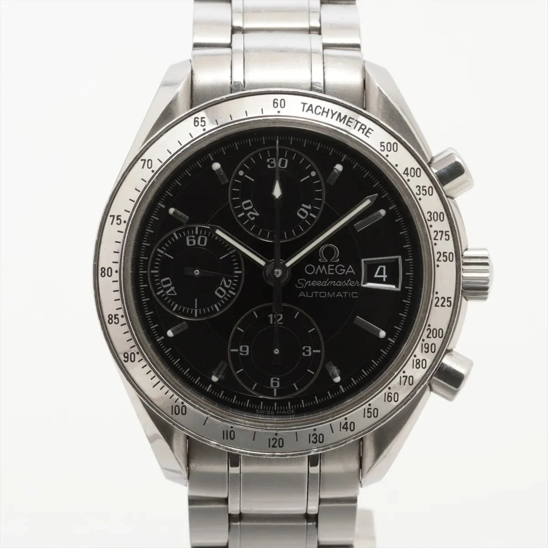 OMEGA SPEEDMASTER DATE CHRONO WATCH: Omega Speedmaster Date Chrono Watch Brand: Omega Type/Style: Wristwatch Material: SS Color: Dial Color Black Size: Case:W1.2 x H1.2inch / W39 x H39 Circumference of Wrist:6.7inch / 17 Accessories: