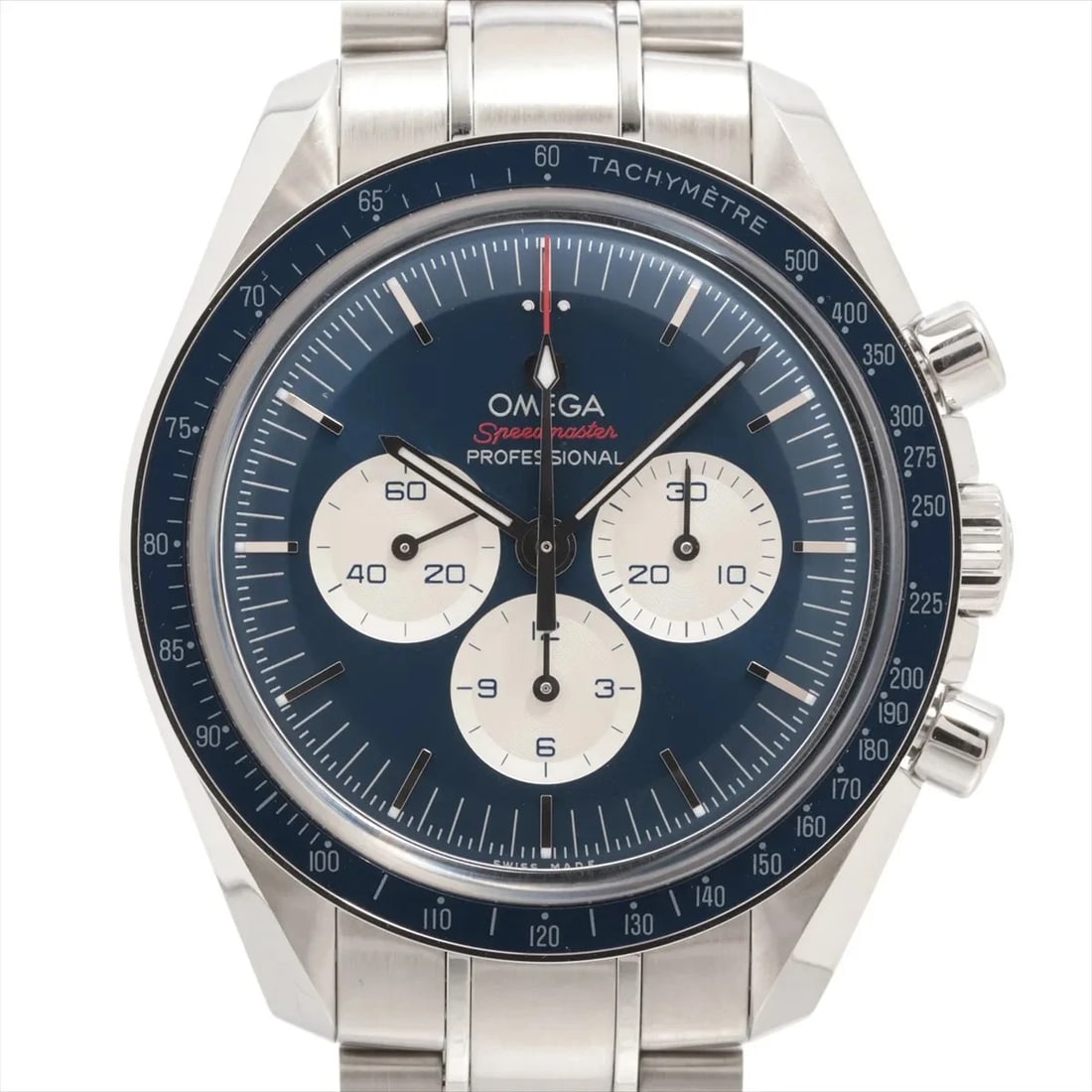 OMEGA SPEEDMASTER PROFESSIONAL WATCH: Omega Speedmaster Professional Watch Brand: Omega Type/Style: Wristwatch Material: SS Color: Dial Color Blue Size: Case:W1.6 x H1.6inch / W42 x H42 Circumference of Wrist:7.9inch / 20 Accessories: