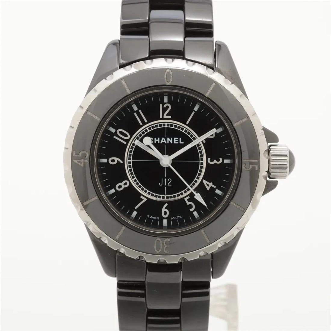 CHANEL J12 CE?SS CE?SS QZ BLACK DIAL WATCH: Chanel J12 CE?SS CE?SS QZ black dial Watch Brand: Chanel Type/Style: Wristwatch Material: CE?SS Color: Dial Color Black Size: Case:W1.2 x H1.2inch / W34 x H34 Circumference of Wrist:5.9inch / 15