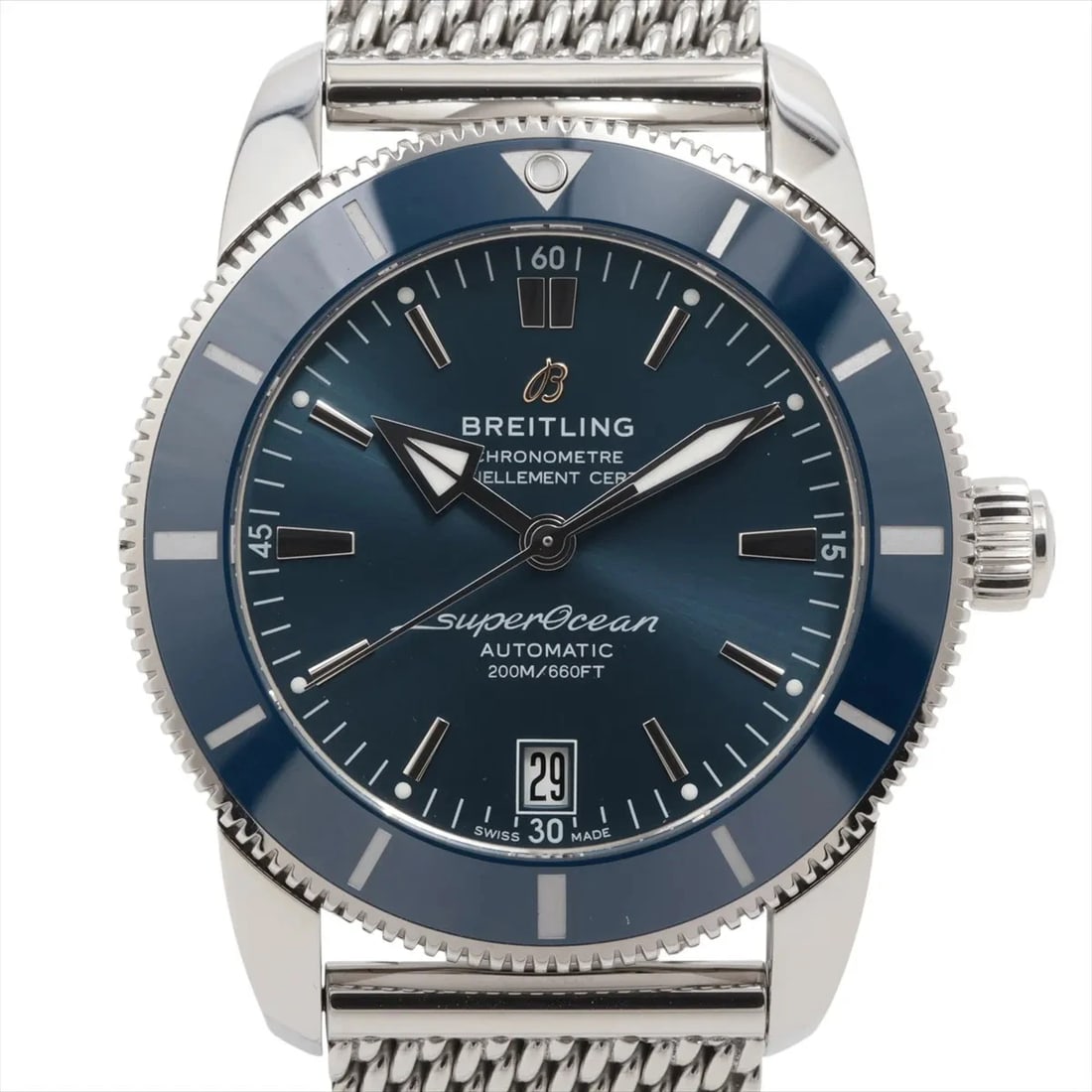 BREITLING SUPEROCEAN HERITAGE AUTOMATIC 42 SS AT BLUE DIAL WATCH: Breitling Superocean Heritage Automatic 42 SS AT blue dial Watch Brand: Breitling Type/Style: Wristwatch Material: SS Color: Dial Color Blue Size: Case:W1.6 x H1.6inch / W42 x H42 Circumference of Wri