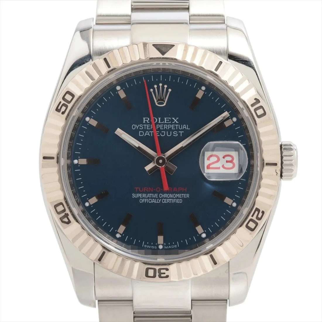 ROLEX DATEJUST TURN-O-GRAPH SS?WG SS AT BLUE DIAL WATCH (1 of 3)