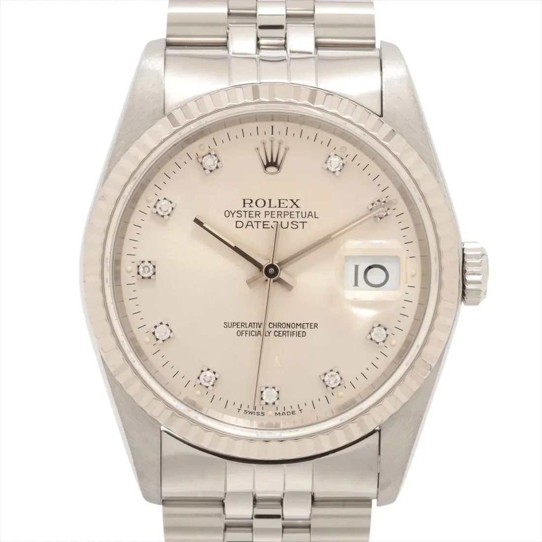 ROLEX DATEJUST 36 SS?WG SS AT SILVER-FACE WATCH (1 of 3)