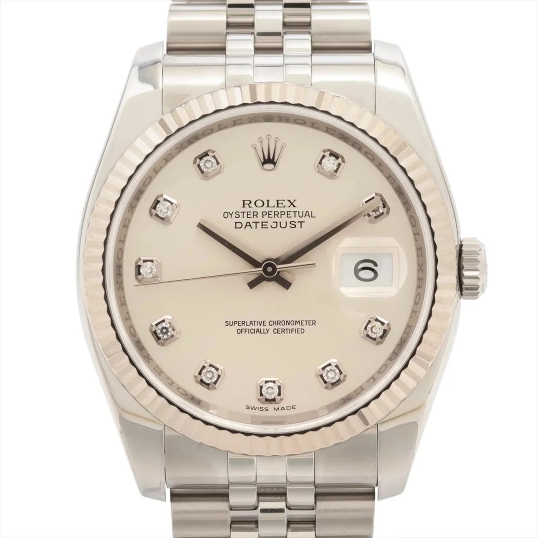 ROLEX DATEJUST SS AT SILVER-FACE 1 EXTRA LINK WATCH: Rolex DATEJUST SS AT Silver-Face 1 Extra Link Watch Brand: Rolex Type/Style: Wristwatch Material: SS?WG Color: Dial Color Silver Size: Case:W1.2 x H1.2inch / W36 x H36 Circumference of Wrist:7.3inch /