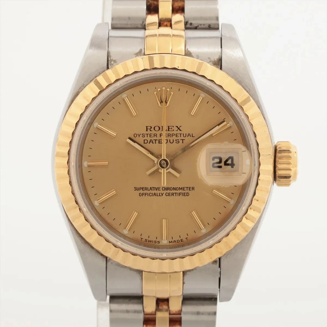 ROLEX LADY DATEJUSTAT CHAMPAGNE-FACE WATCH: Rolex Lady DatejustAT Champagne-Face Watch Brand: Rolex Type/Style: Wristwatch Material: SS?YG Color: Dial Color Champagne Size: Case:W0.8 x H0.8inch / W26 x H26 Circumference of Wrist:6.1inch / 15.5 