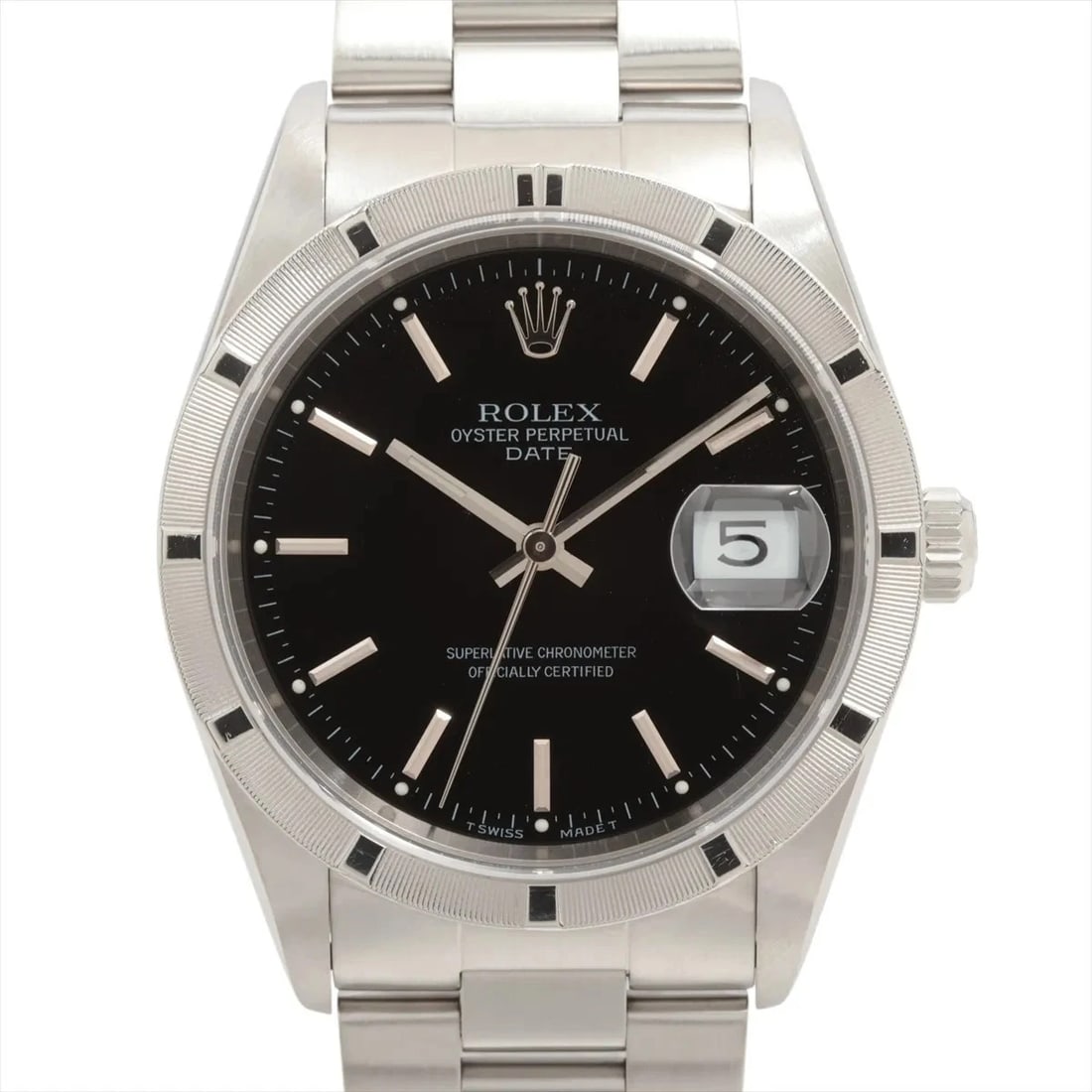 ROLEX OYSTER PERPETUAL DATE WATCH: Rolex Oyster Perpetual Date Watch Brand: Rolex Type/Style: Wristwatch Material: SS Color: Dial Color Black Size: Case:W1.2 x H1.2inch / W34 x H34 Circumference of Wrist:7.5inch / 19 Accessories: N