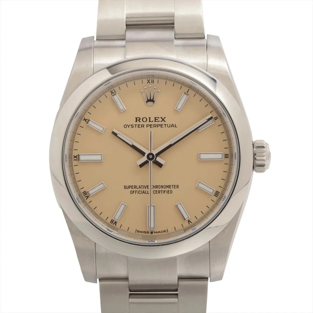 ROLEX OYSTER PERPETUAL SS BEIGE DIAL WATCH (1 of 3)