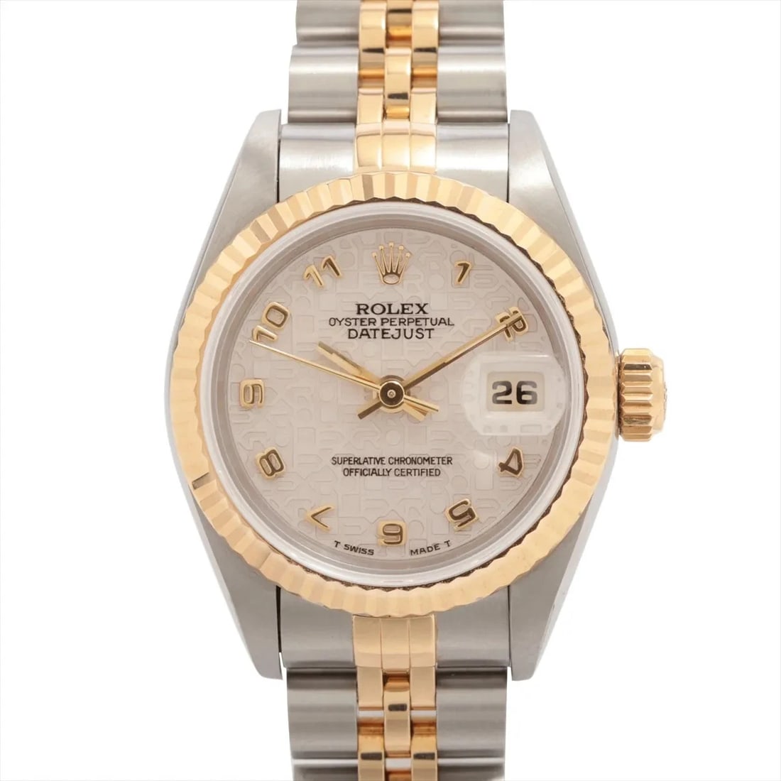 ROLEX LADY DATEJUST SS?YG AT IVORY ENGRAVED COMPUTER DIAL WATCH (1 of 3)