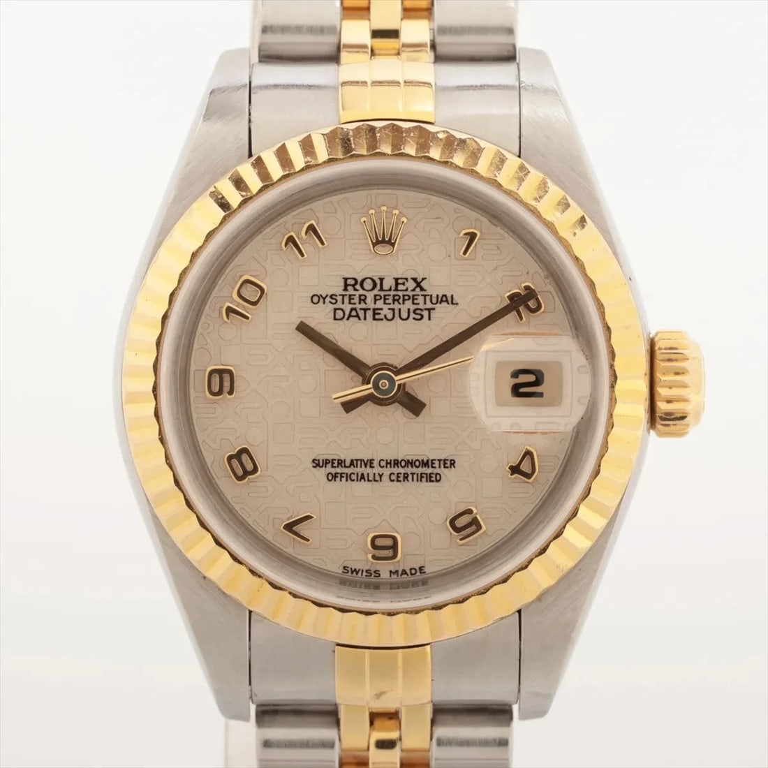 ROLEX LADY DATEJUST SS?YG AT IVORY ENGRAVED COMPUTER DIAL WATCH (1 of 2)