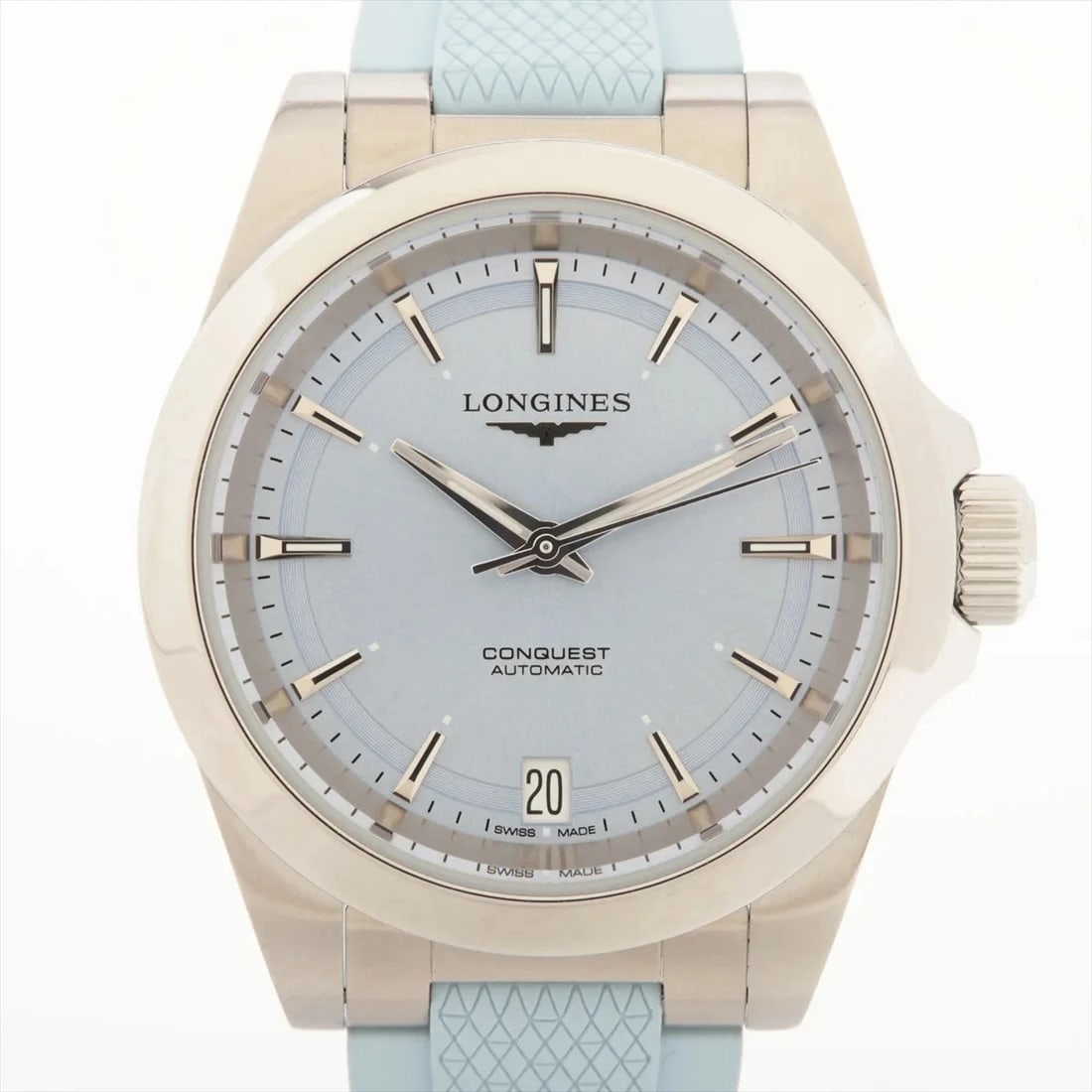 LONGINES CONQUEST SS & RUBBER AT BLUE DIAL WATCH: Longines Conquest SS & Rubber AT blue dial Watch Brand: Longines Type/Style: Wristwatch Material: SS & Rubber Color: Dial Color Blue Size: Case:W1.2 x H1.2inch / W34 x H34 Circumference of Wrist:6.5in