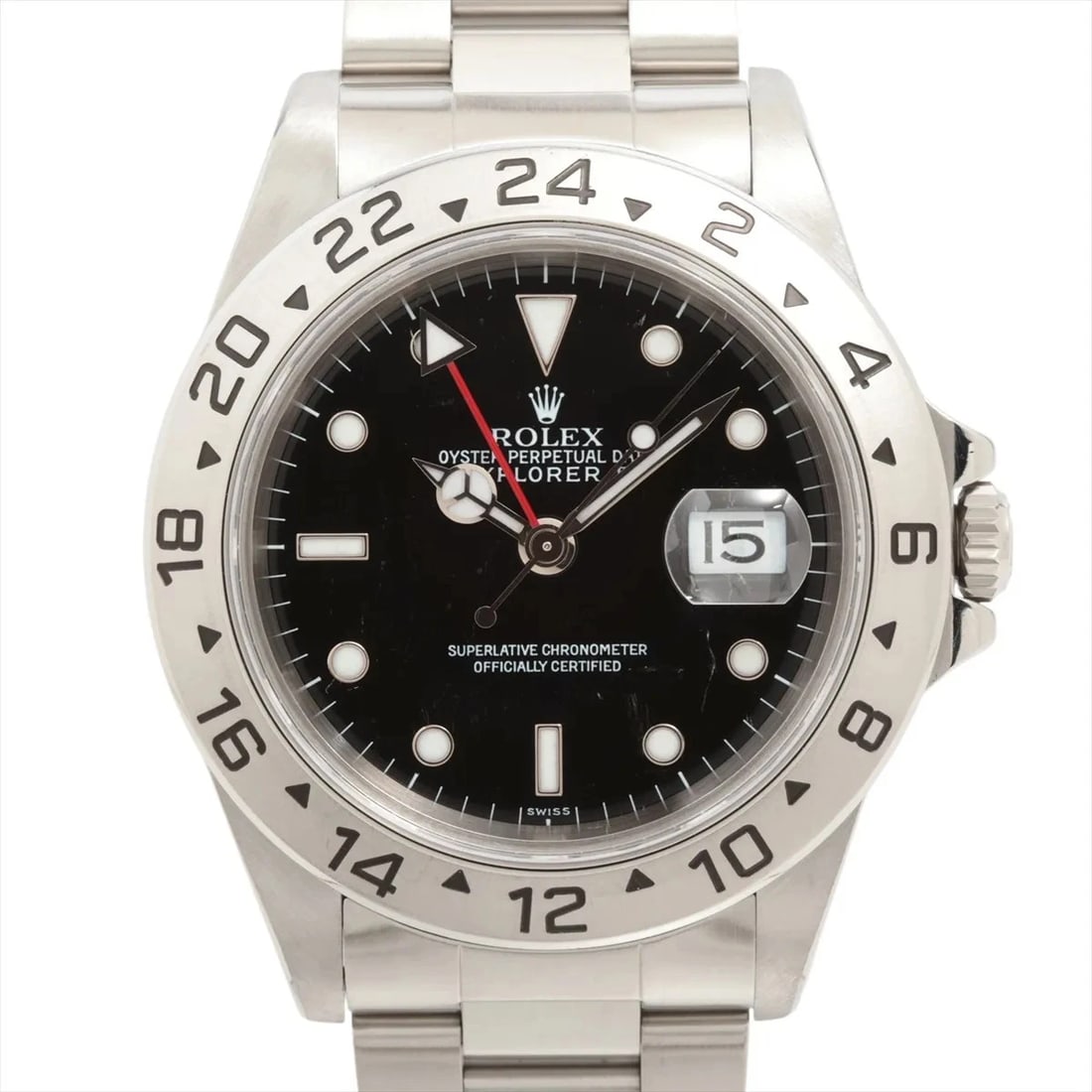 ROLEX EXPLORER II SS AT BLACK DIAL WATCH: Rolex Explorer II SS AT black dial Watch Brand: Rolex Type/Style: Wristwatch Material: SS Color: Dial Color Black Size: Case:W1.6 x H1.6inch / W40 x H40 Circumference of Wrist:7.5inch / 19 Accesso