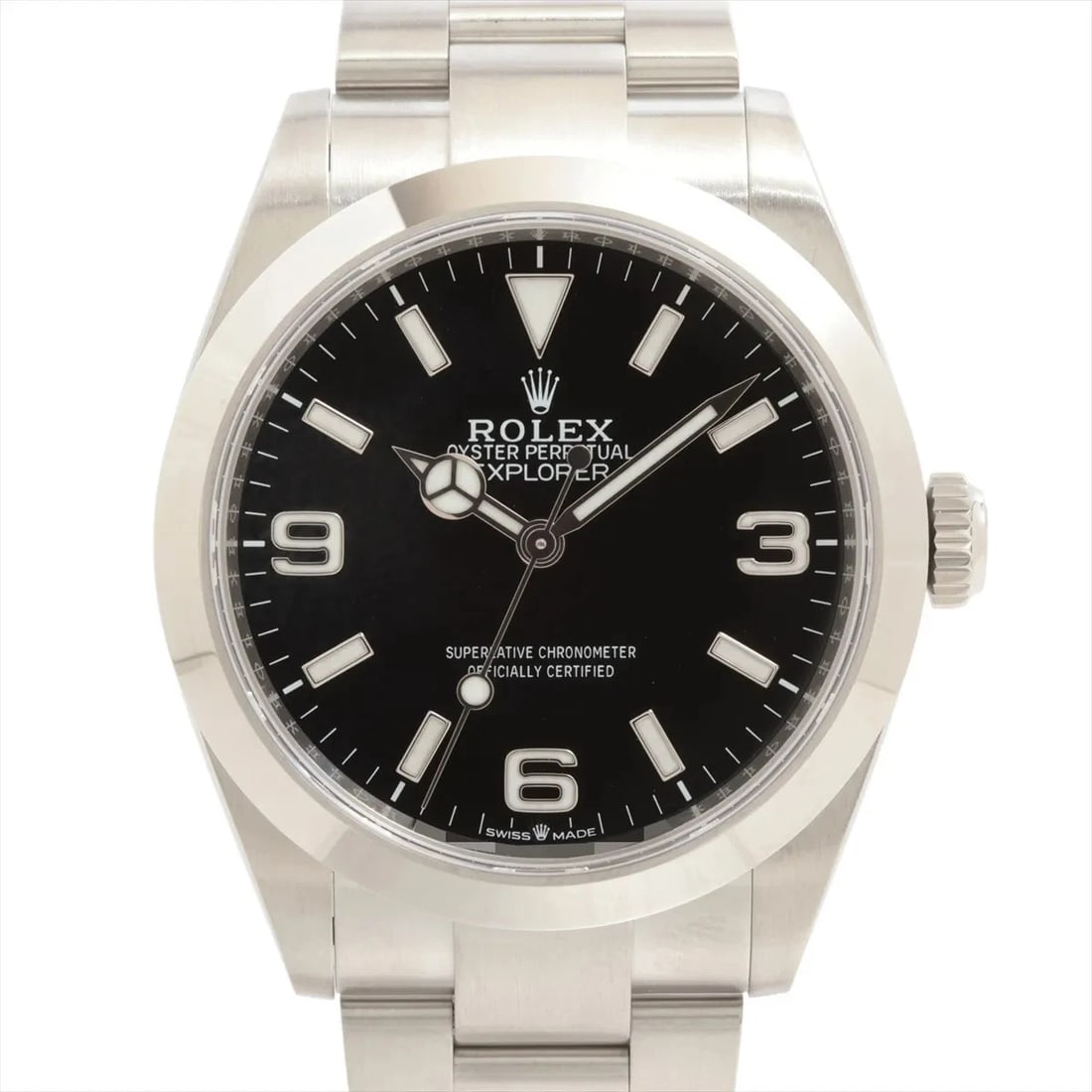 ROLEX EXPLORER SS BLACK DIAL WATCH: Rolex Explorer SS black dial Watch Brand: Rolex Type/Style: Wristwatch Material: SS Color: Dial Color Black Size: Case:W1.6 x H1.6inch / W40 x H40 Circumference of Wrist:6.9inch / 17.5 Accessories