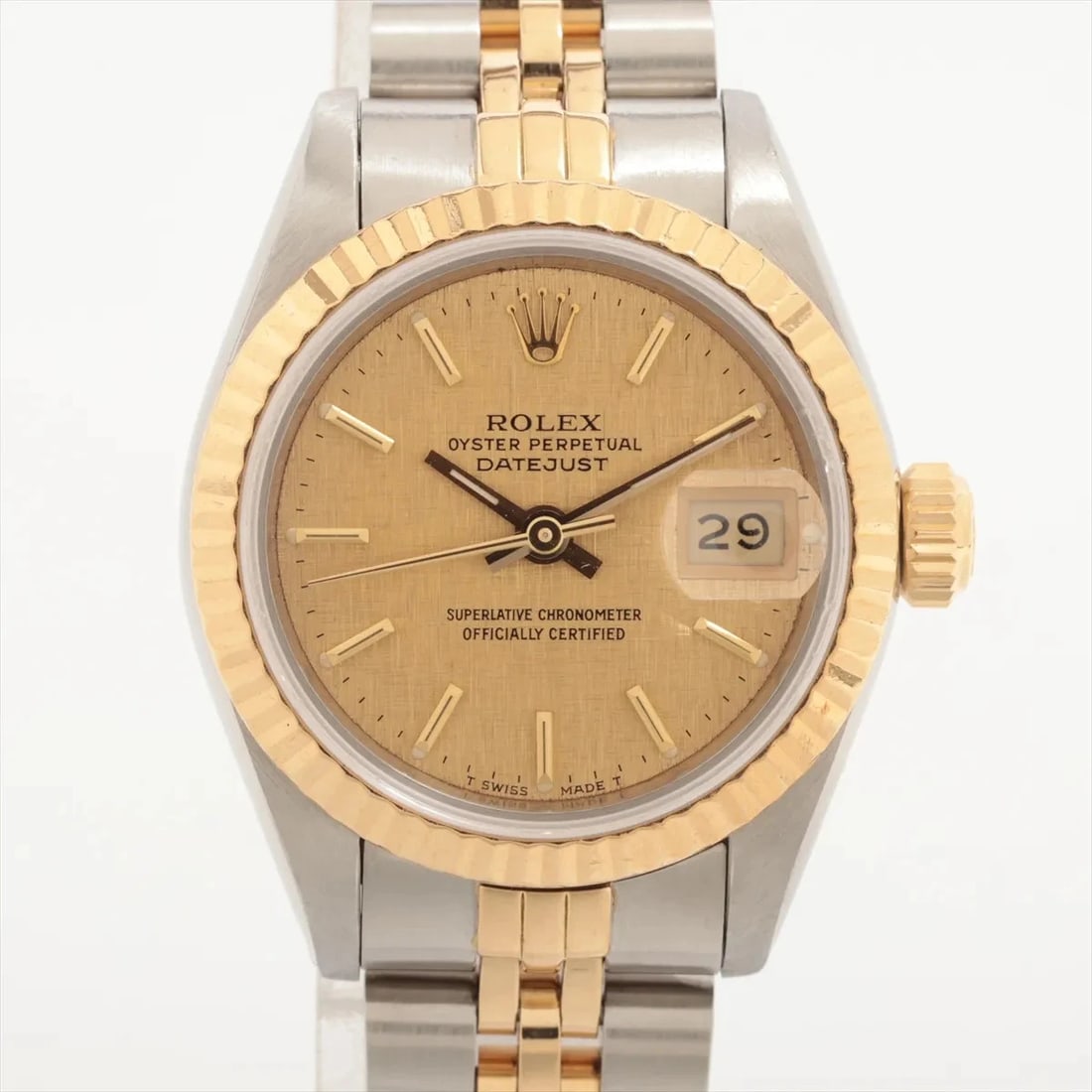 ROLEX LADY DATEJUST AT CHAMPAGNE MOSAIC DIAL WATCH: Rolex Lady Datejust AT Champagne mosaic dial Watch Brand: Rolex Type/Style: Wristwatch Material: SS?YG Color: Dial Color Champagne mosaic Size: Case:W0.8 x H0.8inch / W26 x H26 Circumference of Wrist: