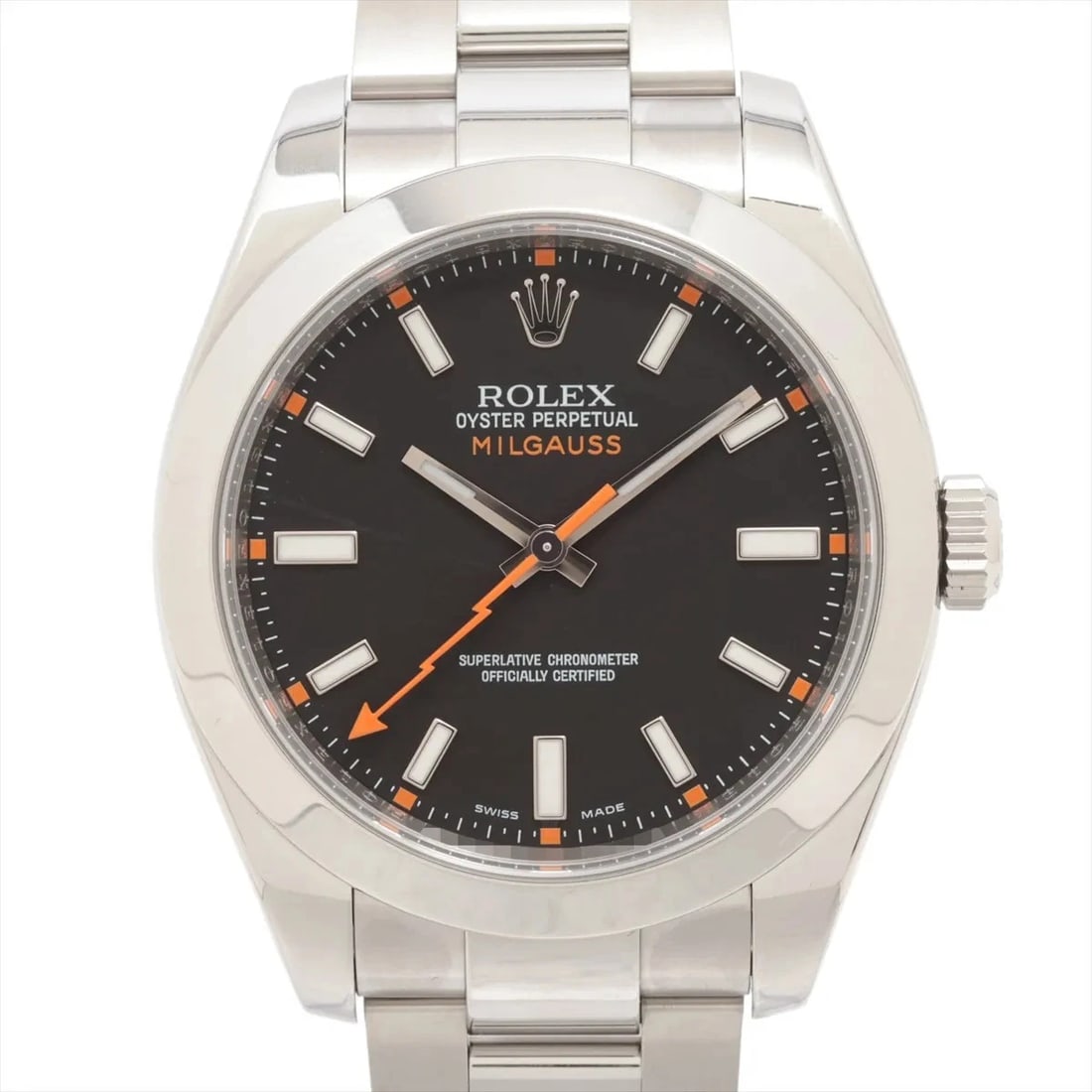 ROLEX MILGAUSS SS AT BLACK DIAL WATCH: Rolex Milgauss SS AT black dial Watch Brand: Rolex Type/Style: Wristwatch Material: SS Color: Dial Color Black Size: Case:W1.6 x H1.6inch / W40 x H40 Circumference of Wrist:7.7inch / 19.5