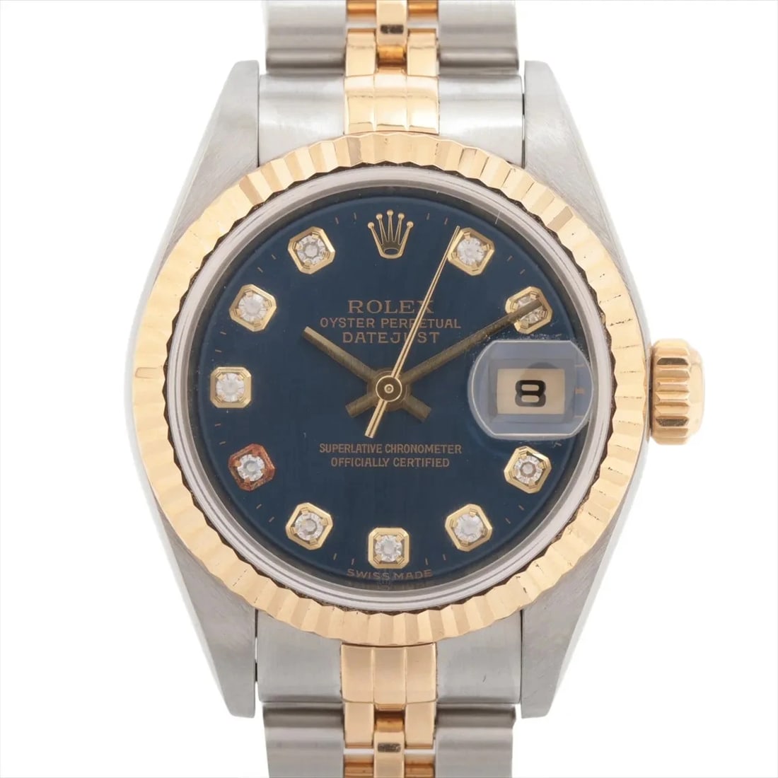 ROLEX LADY DATEJUST AT BLUE DIAL WATCH: Rolex Lady Datejust AT blue dial Watch Brand: Rolex Type/Style: Wristwatch Material: SS?YG Color: Dial Color Blue Size: Case:W0.8 x H0.8inch / W26 x H26 Circumference of Wrist:6.7inch / 17 Accesso