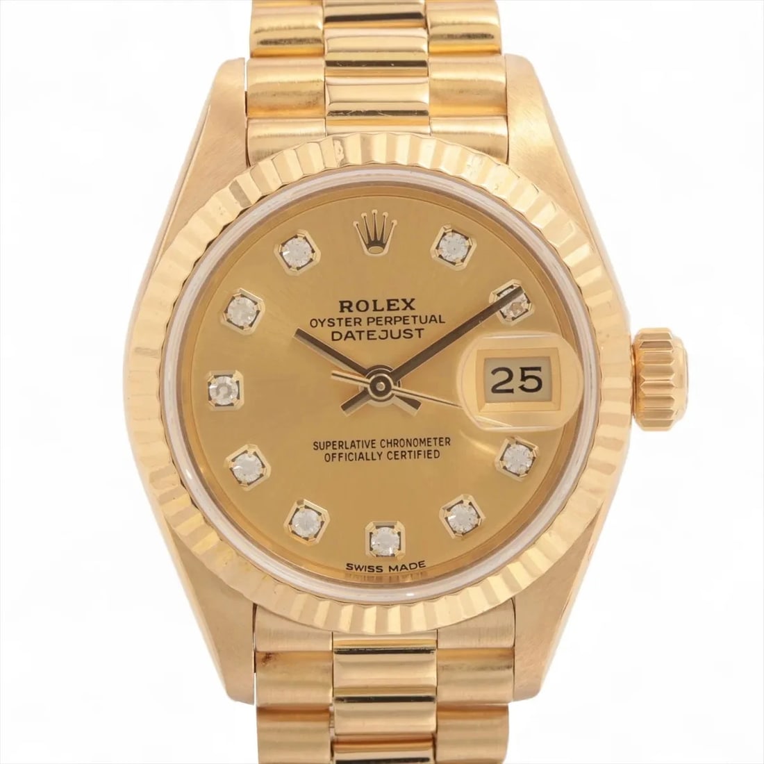 ROLEX LADY DATEJUST YG YG AT CHAMPAGNE-FACE WATCH (1 of 2)