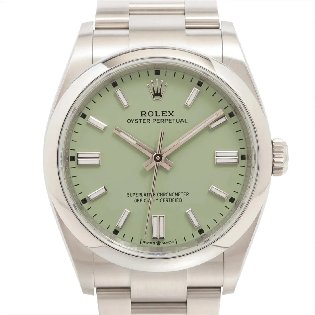 ROLEX OYSTER PERPETUAL 36 SS AT PISTACHIO DIAL OYSTER BRACELET WATCH: Rolex Oyster Perpetual 36 SS AT pistachio dial oyster bracelet Watch Brand: Rolex Type/Style: Wristwatch Material: SS Color: Dial Color pistachios Size: Case:W1.2 x H1.2inch / W36 x H36 Circumference 