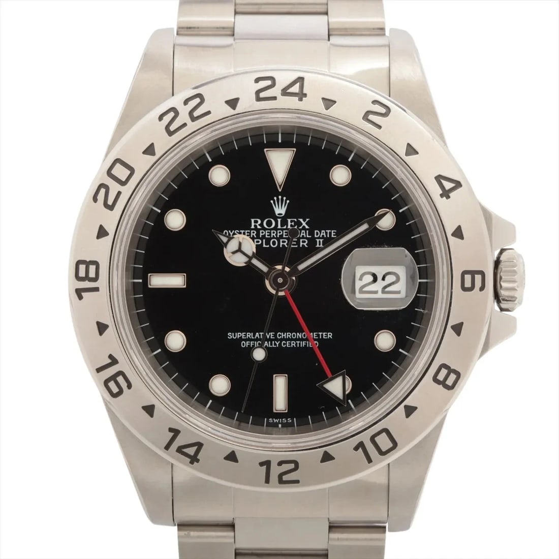 ROLEX EXPLORER II SS AT BLACK DIAL WATCH: Rolex Explorer II SS AT black dial Watch Brand: Rolex Type/Style: Wristwatch Material: SS Color: Dial Color Black Size: Case:W1.6 x H1.6inch / W40 x H40 Circumference of Wrist:6.7inch / 17 Accesso