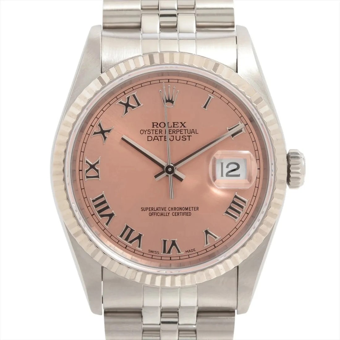 ROLEX DATEJUST 36 SS AT PINK-FACE WATCH: Rolex DATEJUST 36 SS AT Pink-Face Watch Brand: SS?WG Type/Style: Wristwatch Material: SS?WG Color: Dial Color Pink Size: Case:W1.2 x H1.2inch / W36 x H36 Circumference of Wrist:7.7inch / 19.5 Acce