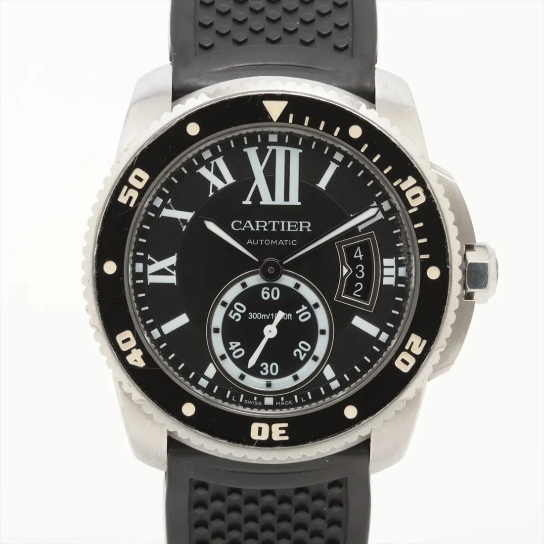CARTIER CALIBR DOO CARTIER DIVER RUBBER AT BLACK DIAL WATCH: Cartier Calibr Doo Cartier Diver Rubber AT black dial Watch Brand: Cartier Type/Style: Wristwatch Material: SS & Rubber Color: Dial Color Black Size: Case:W1.6 x H1.6inch / W43 x H43 Circumference of 