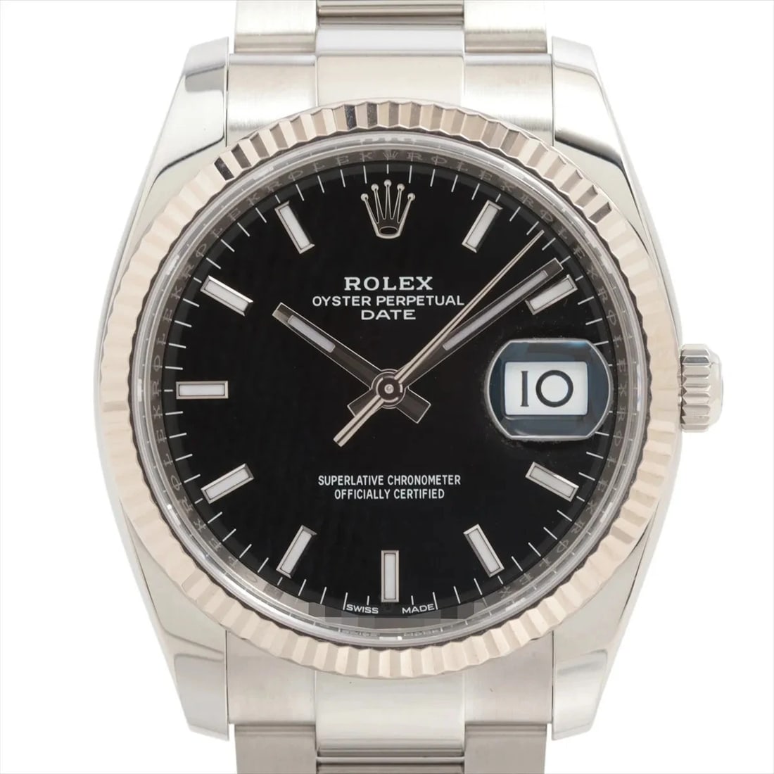 ROLEX OYSTER PERPETUAL DATE SS AT BLACK DIAL WATCH (1 of 3)