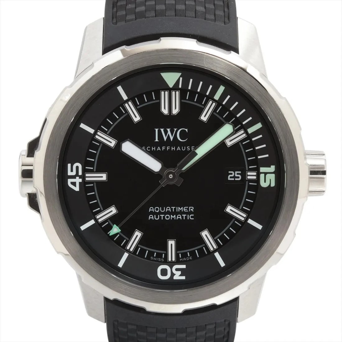 IWC AQUATIMER RUBBER AT BLACK DIAL WATCH: IWC Aquatimer Rubber AT black dial Watch Brand: IWC Type/Style: Wristwatch Material: SS & Rubber Color: Dial Color Black Size: Case:W1.6 x H1.6inch / Wx HCircumference of Wrist:7.7inch / 19.5 Acce