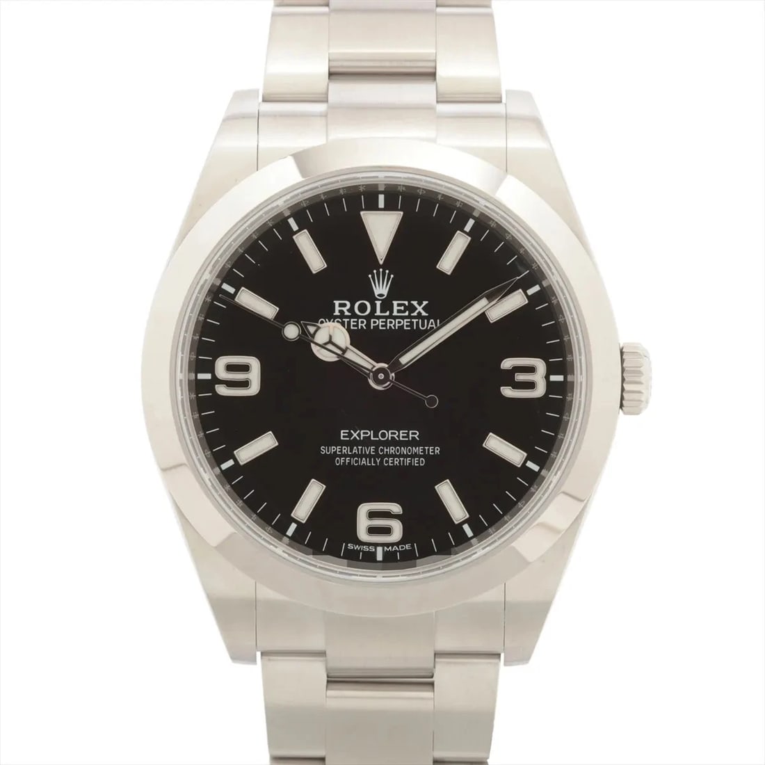 ROLEX EXPLORER I SS AT BLACK DIAL 1 EXTRA LINK WATCH (1 of 3)
