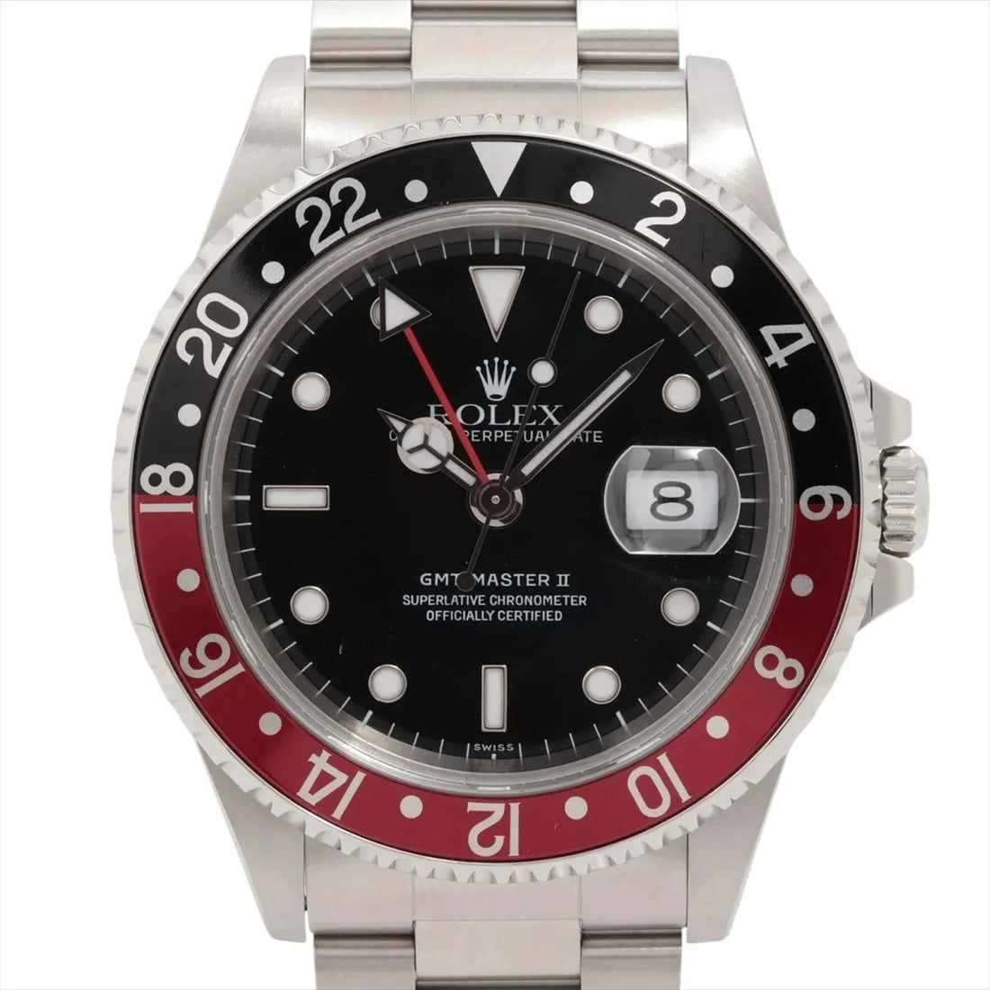 ROLEX GMT MASTER II SS AT BLACK DIAL WATCH: Rolex GMT Master II SS AT black dial Watch Brand: Rolex Type/Style: Wristwatch Material: SS Color: Dial Color Black Size: Case:W1.6 x H1.6inch / W40 x H40 Circumference of Wrist:7.5inch / 19