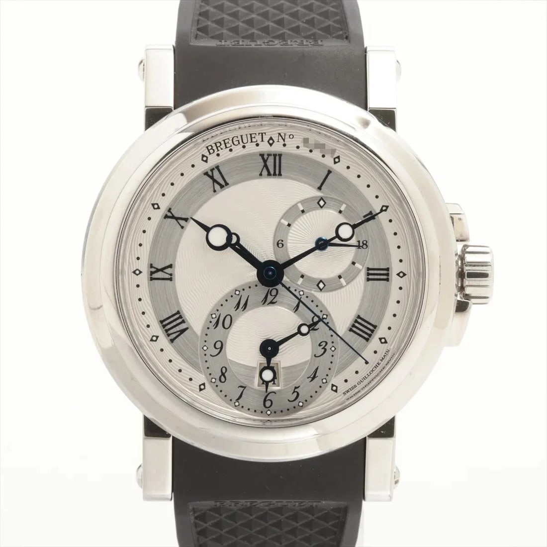 BREGUET MARINE GMT SS & RUBBER AT SILVER-FACE WATCH (1 of 2)