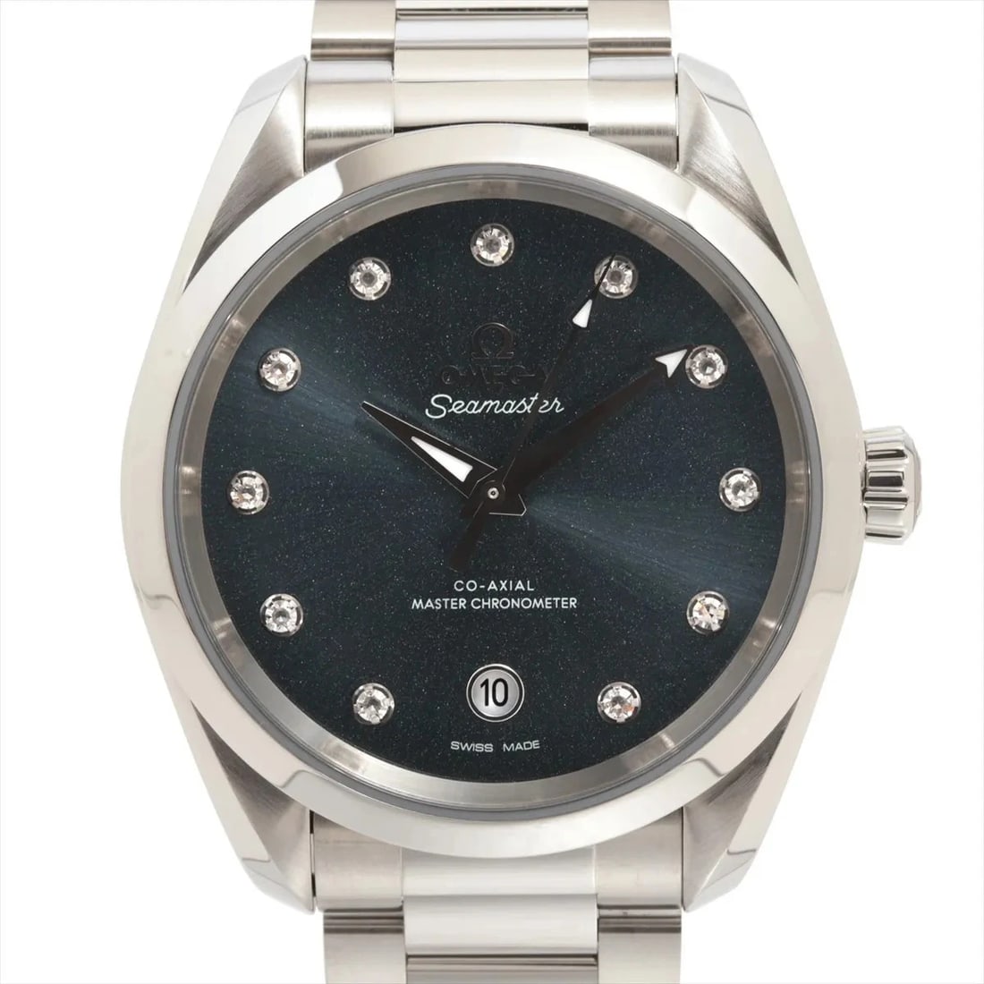 OMEGA SEAMASTER AQUA TERRA CO-AXIAL MASTER CHRONOMETER WATCH: Omega Seamaster Aqua Terra Co-Axial Master chronometer Watch Brand: Omega Type/Style: Wristwatch Material: SS Color: Dial Color Blue Size: Case:W1.2 x H1.2inch / W37 x H37 Circumference of Wrist:6.3in