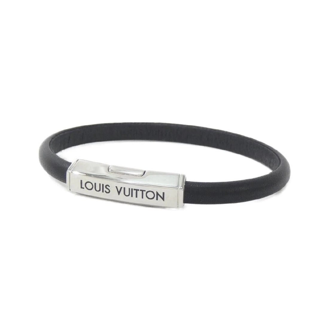 LOUIS VUITTON BRACELET LEATHER: Louis Vuitton Bracelet Leather Brand: Louis Vuitton Type/Style: Bracelet Material: Calf leather Color: Black ,Silver Size: The inner circumference is about 7.9 inches (20cm), with a maximum width of 0