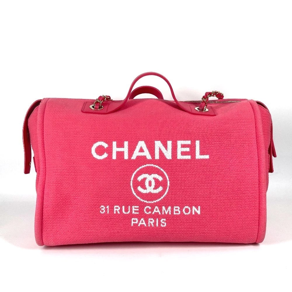 CHANEL CC CC MARK LOGO DEAUVILLE 2WAY HAND BAG: CHANEL CC CC Mark logo Deauville 2WAY Hand Bag Brand: CHANEL Type/Style: Shoulder Bag Material: Canvas Color: Pink Size: W15.2?H10.6?D7.1inch / W38.5cm?H27cm?D18cm Accessories: None Access