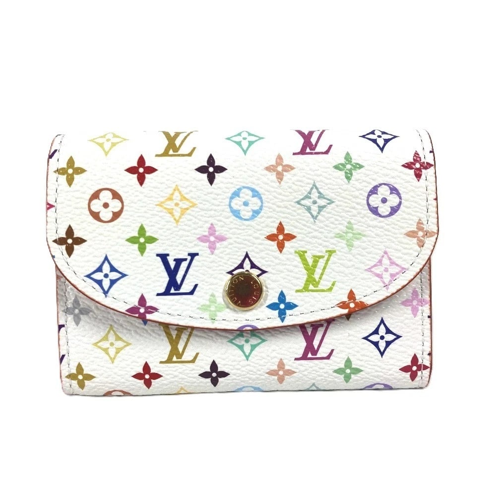 LOUIS VUITTON PORTEMONNAIE-ROSALIE WALLET: LOUIS VUITTON PorteMonnaie-Rosalie Wallet Brand: LOUIS VUITTON Type/Style: Folded wallet Material: MonogramMulticoloreCanvas Color: White Size: W4.3?H3.1inch / W11cm?H8cm Accessories: None