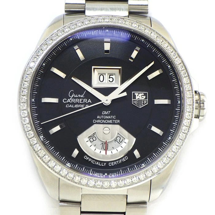 TAG HEUER WATCH GRAND CARRERA CALIBRE GMT AUTOMATIC WATCH: Tag Heuer Watch Grand Carrera Calibre Gmt Automatic Watch Brand: TAG HEUER Type/Style: Wristwatch Material: Stainless steel, Diamond Color: None Size: Case size: Approx. 43mm Wrist size: Approx.