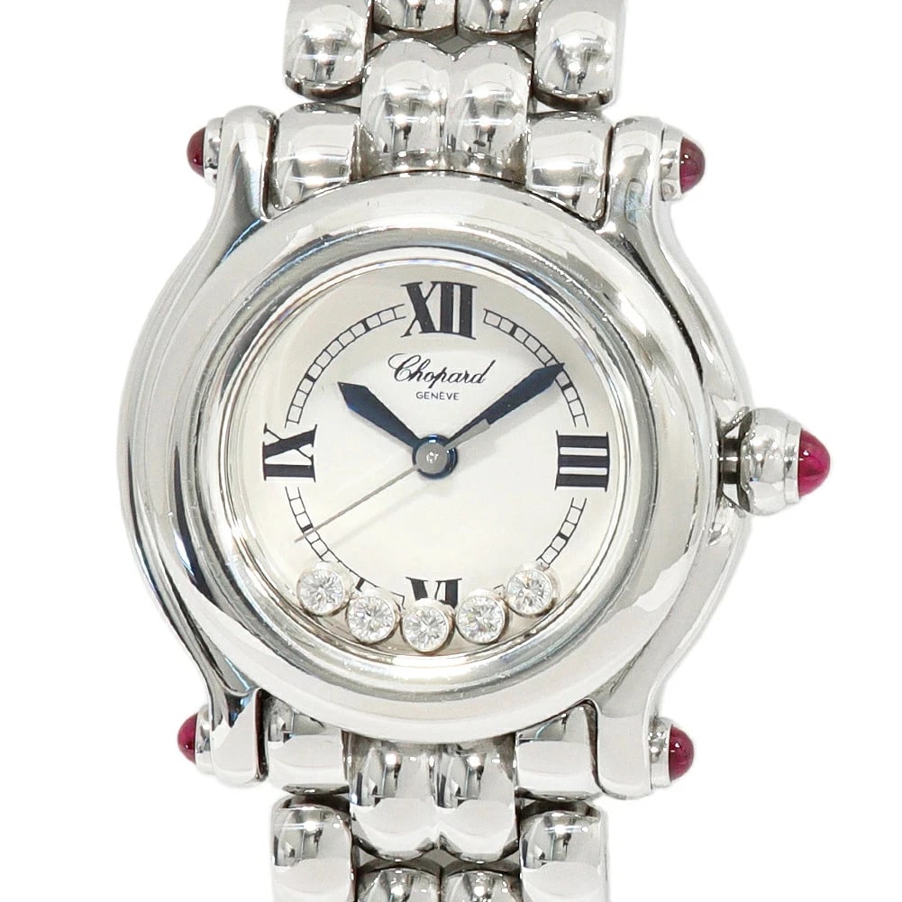 CHOPARD WATCH HAPPY SPORT QUARTZ WHITE DIAL WATCH: Chopard Watch Happy Sport Quartz White Dial Watch Brand: CHOPARD Type/Style: Wristwatch Material: SS Color: WHITE DIAL Size: Case size: 26mm Wrist size: 16.5cm Accessories: None Accessories Notice: