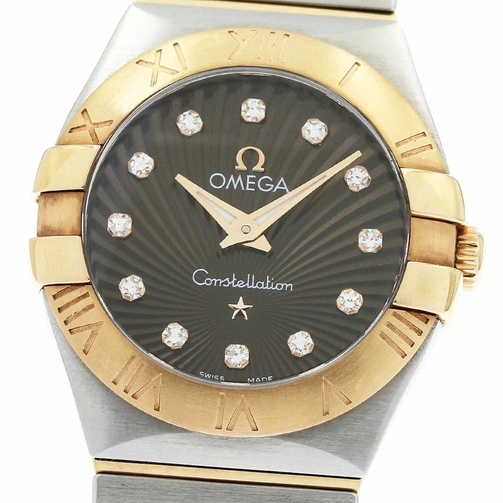 OMEGA WATCH CONSTELLATION BRUSHED DIAMOND QUARTZ WATCH: Omega Watch Constellation Brushed Diamond Quartz Watch Brand: OMEGA Type/Style: Wristwatch Material: Stainless Steel/Rose Gold Color: None Size: Case size: 24mm Wrist size: Approx. 15.5cm