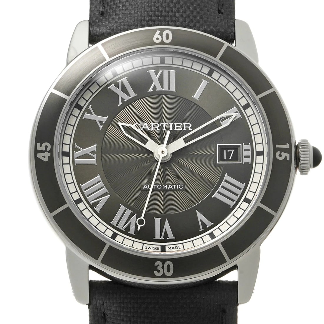 CARTIER WATCH RONDE AUTOMATIC DATE GRAY WATCH: Cartier Watch Ronde Automatic Date Gray Watch Brand: CARTIER Type/Style: Wristwatch Material: SS Color: GRAY Size: Case size: 42mm Wrist size: Approx. 21.5cm Accessories: None Accessories