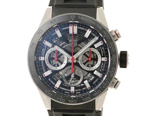 TAG HEUER WATCH CARRERA CALIBRE HEUER CHRONOGRAPH WATCH: Tag Heuer Watch Carrera Calibre Heuer Chronograph Watch Brand: TAG HEUER Type/Style: Wristwatch Material: Stainless steel/rubber Color: None Size: Case size: 43mm Wrist size: Approx. 19.5cm