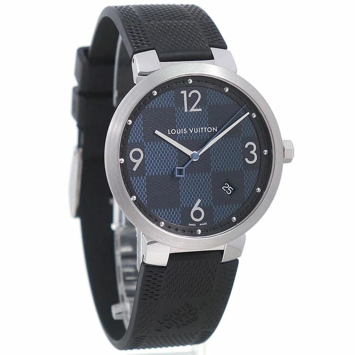 LOUIS VUITTON WATCH TAMBOUR SLIM DAMIER COBALT WATCH: Louis Vuitton Watch Tambour Slim Damier Cobalt Watch Brand: LOUIS VUITTON Type/Style: Wristwatch Material: SS Color: None Size: Case size: 39mm Accessories: None Accessories Notice: When p