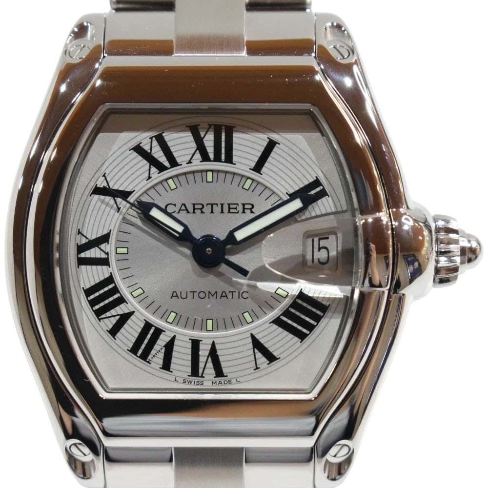 CARTIER WATCH ROADSTER AUTOMATIC DATE SILVER WATCH: Cartier Watch Roadster Automatic Date Silver Watch Brand: CARTIER Type/Style: Wristwatch Material: SS Color: SILVER Size: Case size: 37mm Wrist size: 20cm Accessories: None Accessories Notice: When