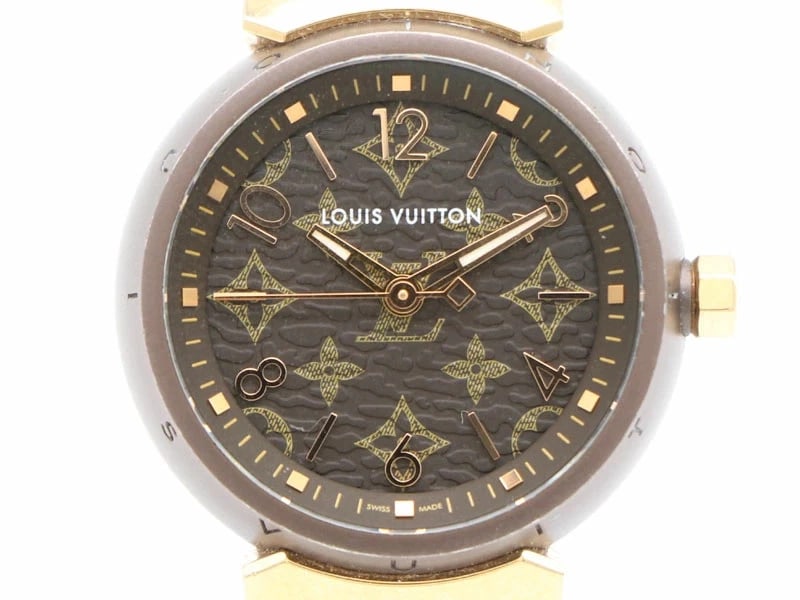 LOUIS VUITTON WATCH TAMBOUR SLIM K18PG+PVD/LEATHER QUARTZ WATCH: Louis Vuitton Watch Tambour Slim K18Pg+Pvd/Leather Quartz Watch Brand: LOUIS VUITTON Type/Style: Wristwatch Material: SS/18KPG Color: None Size: Case size: 28mm Wrist size: Approx. 17.0cm Accessor