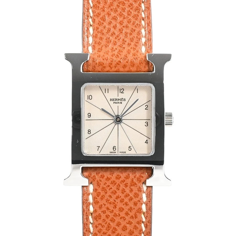 HERMES WATCH QUARTZ SILVER STAINLESS STEEL WATCH: Hermes Watch Quartz Silver Stainless Steel Watch Brand: HERMES Type/Style: Wristwatch Material: Stainless steel/Leather strap Color: SILVER Size: Case size: 21mm Accessories: None Accessor