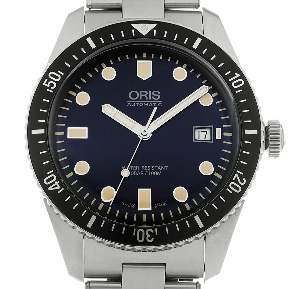 ORIS WATCH DIVERS AUTOMATIC DATE BLUE DIAL WATCH: Oris Watch Divers Automatic Date Blue Dial Watch Brand: ORIS Type/Style: Wristwatch Material: SS Color: BLUE DIAL Size: Case size: 42mm Wrist size: Approx. 21.5cm Accessories: None Accesso