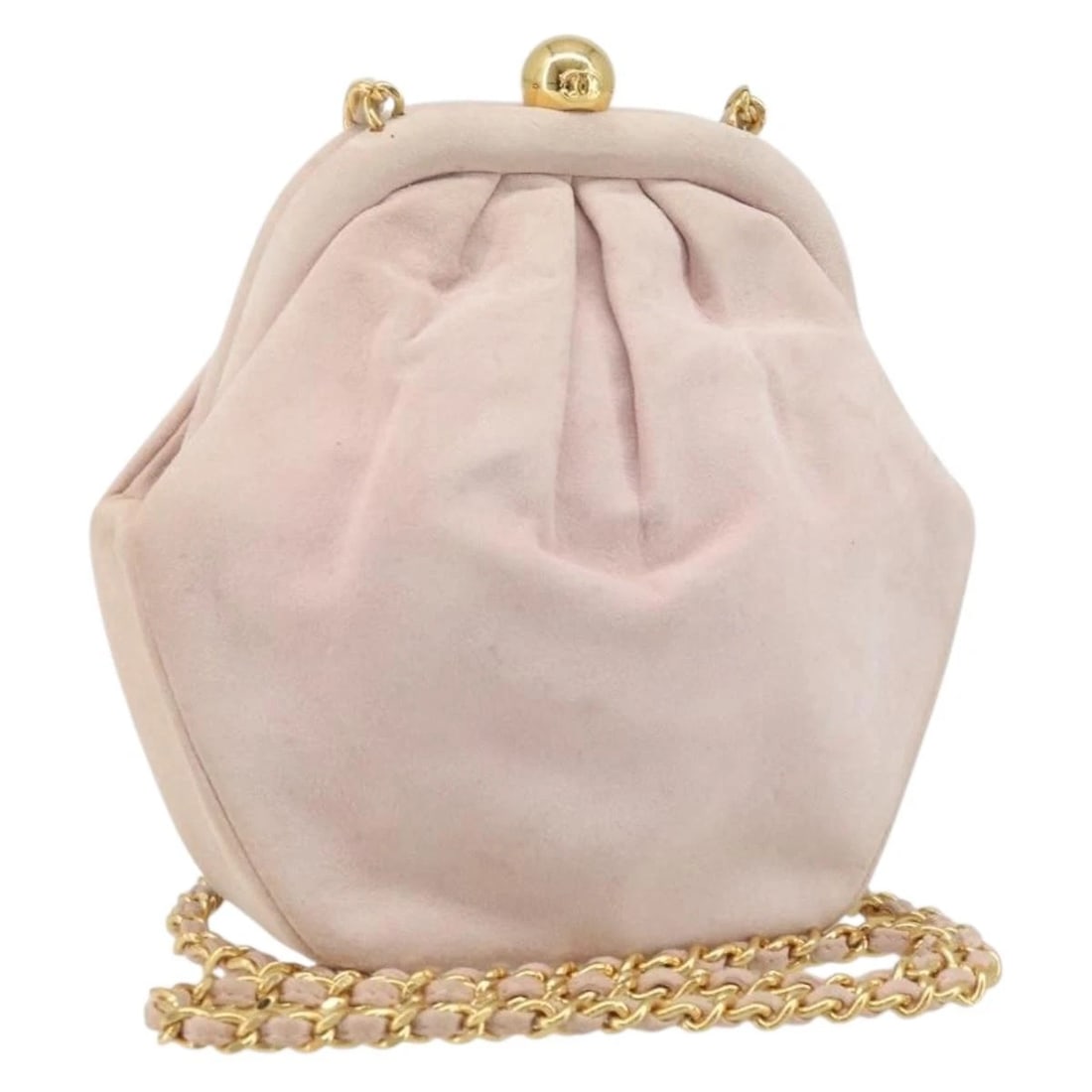 CHANEL CHAIN SHOULDER BAG SUEDE PINK GOLD: CHANEL Chain Shoulder Bag Suede Pink Gold Brand: CHANEL Type/Style: Shoulder Bag Material: Suede Color: Pink,Gold Size: Size(Inch)W4.3 x H5.9 x D2.8inch(Approx) Accessories: None Accessories Notice: