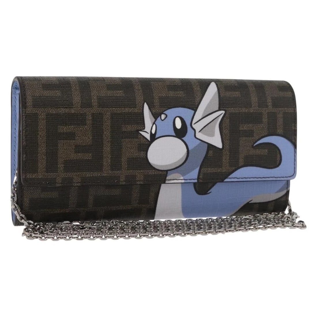 FENDI FENDI X FRGMT X POKEMON ZUA CANVAS CHAIN WALLET MINI RYU: FENDI FENDI x FRGMT x POKEMON Zua Canvas Chain Wallet Mini Ryu Brand: FENDI Type/Style: Shoulder Bag Material: Zucca Canvas Color: Brown/Black Size: Size(Inch) W7.5 x H3.5 x D1.0inch(Approx)