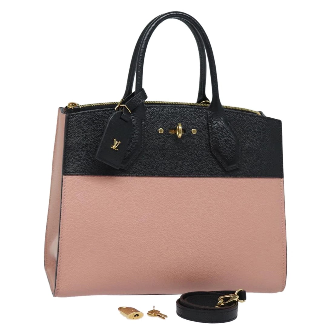 LOUIS VUITTON CITY STEAMER PM HAND BAG LEATHER NOIR MAGNOLIA: LOUIS VUITTON City Steamer PM Hand Bag Leather Noir Magnolia Brand: LOUIS VUITTON Type/Style: Hand Bag Material: Leather Color: Noir/Magnolia Size: Size(Inch)W12.2 x H9.8 x D5.5inch(Approx) Handle