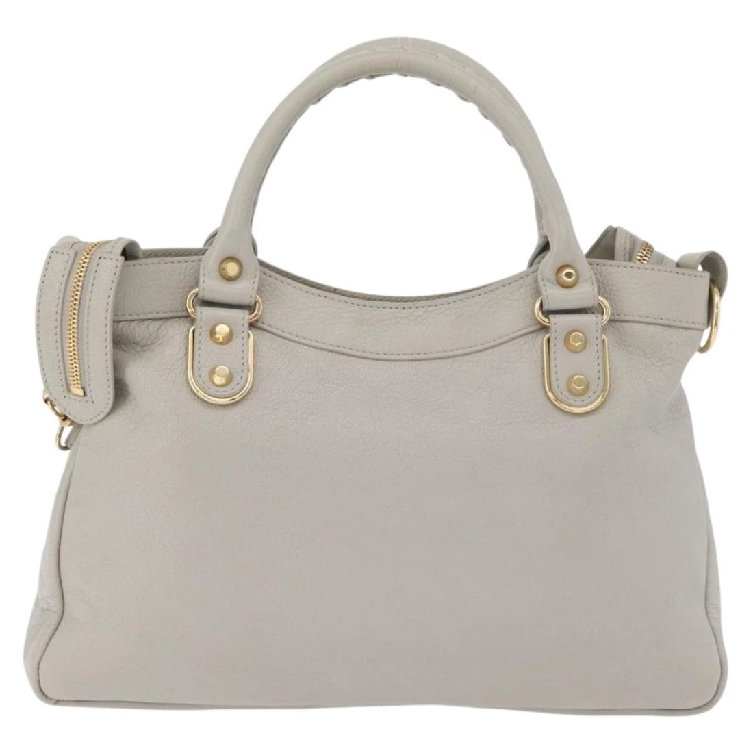 BALENCIAGA EDGE TOWN HAND BAG LEATHER 2WAY GRAY GOLD: BALENCIAGA Edge Town Hand Bag Leather 2way Gray Gold Brand: BALENCIAGA Type/Style: Hand Bag Material: Leather Color: Gray/Gold Size: Size(Inch) W13.0 x H8.7 x D0.0inch(Approx) Handle Drop:4.3inch(Appr