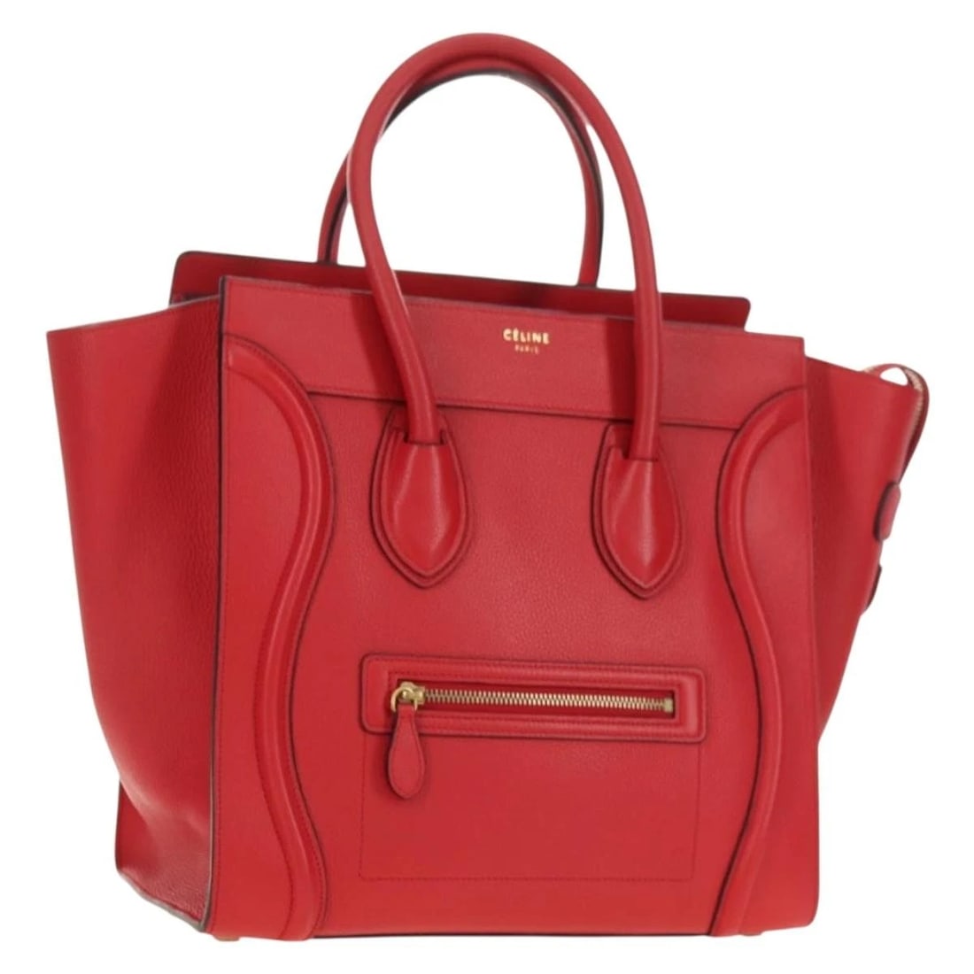 CELINE LUGGAGE MINI SHOPPER HAND BAG LEATHER RED GOLD: CELINE Luggage Mini Shopper Hand Bag Leather Red Gold Brand: CELINE Type/Style: Hand Bag Material: Leather Color: Red,Gold Size: Size(Inch)W12.2 x H11.8 x D6.7inch(Approx) Handle Drop:4.7inch(Approx) 